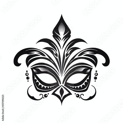 Elegant Mardi Gras Mask Icon on White Background for Festive Celebrations