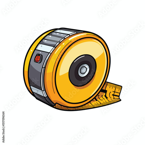 Professional Measurement Tape Construction Tool Cartoon Vector Illustration for Designs