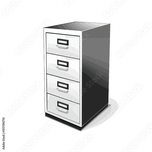 Modern Office File Cabinet in Black and White, Organized Storage Solution for Workspace