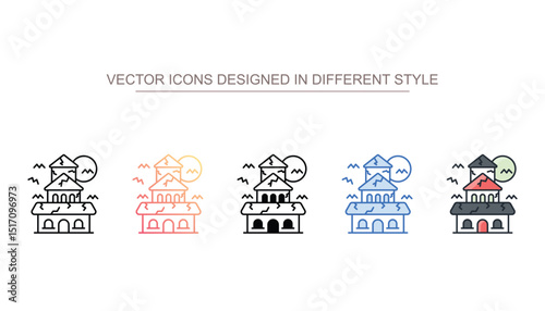 Haunted Houses icon design with white background stock illustration