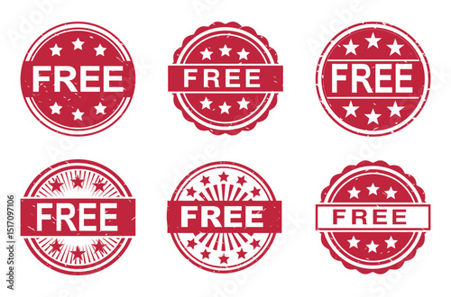 Set of red grunge FREE rubber stamps with star accents Free Download Set of red grunge FREE rubber stamps with star accents - GFXLoad