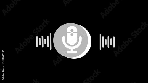 Podcast Mic Animation with Audio Transmission Effect, Microphone with Animated Soundwave Rings