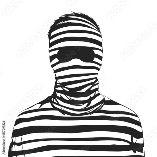 Faceless Black and White Vector of a Prisoner Avatar for Professional Use
