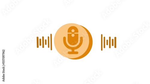 Podcast Mic Animation with Audio Transmission Effect, Microphone with Animated Soundwave Rings