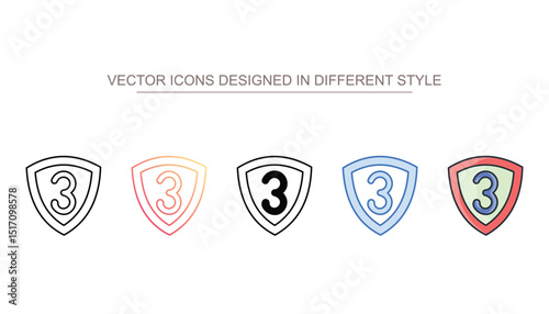 Number 3 icon design with white background stock illustration