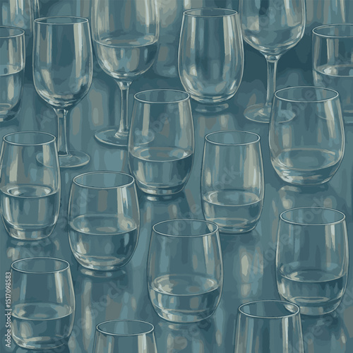 empty glasses on a table