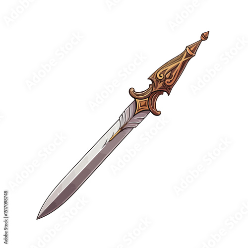 Detailed Vector Illustration of a Medieval Spear Weapon for Historical and Educational Designs