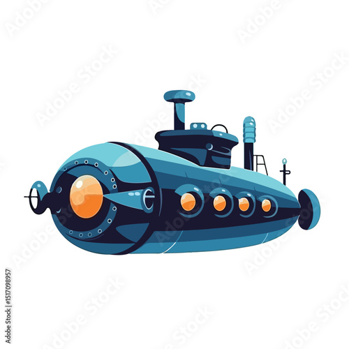 Underwater Submarine with Periscope and Propeller for Nautical Exploration
