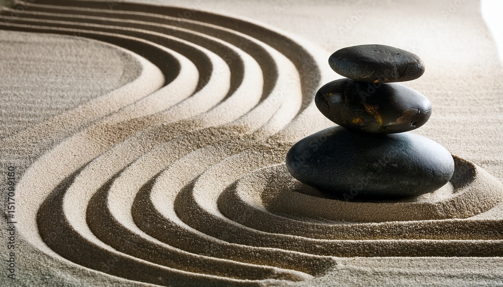 Fototapeta premium calm zen garden with a raked sand pattern