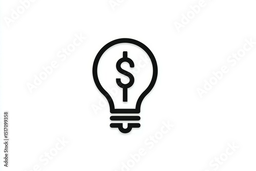 Simple black dollar sign lightbulb icon on white background