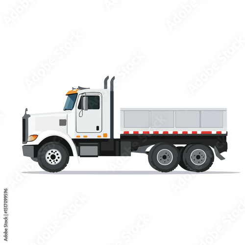 Detailed Flat Vector Illustration of a Truck Isolated on White Background