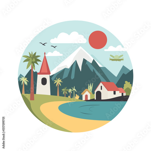 Professional Flat Illustration of Travel Icon for Vacation Design Usage
