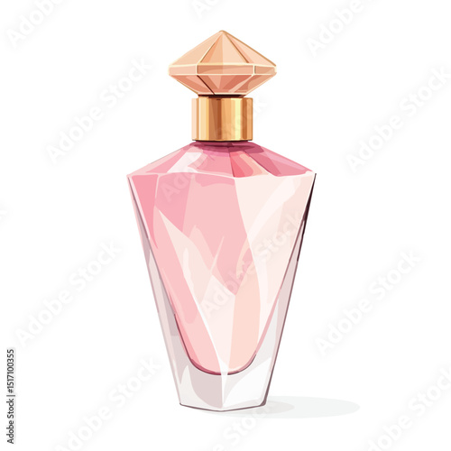 Elegant Women's Fragrance Bottle Vector Illustration Isolated on White Background