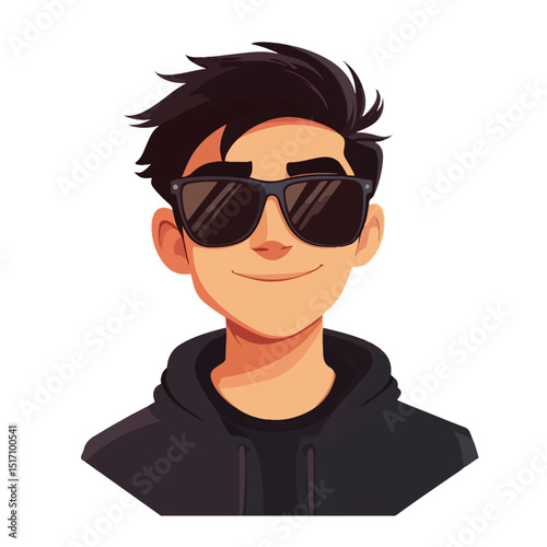 Professional Young Man Cartoon Character Vector Illustration with Sunglasses