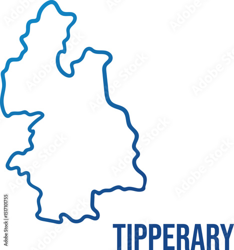 Tipperary county, Munster province of Ireland smooth simplified map. Soft blue gradient shape