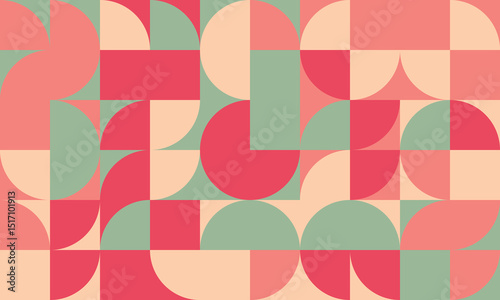 Wallpaper Mural Abstract geometric pattern with pastel circles and squares.  Modern, midcentury design ideal for website backgrounds, branding, or textile prints. Torontodigital.ca