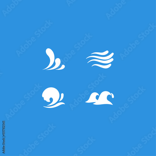 Water waves Icon set flat vector design