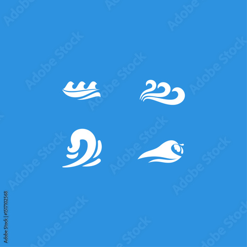 Water waves Icon set flat vector design
