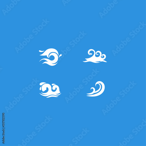Water waves Icon set flat vector design