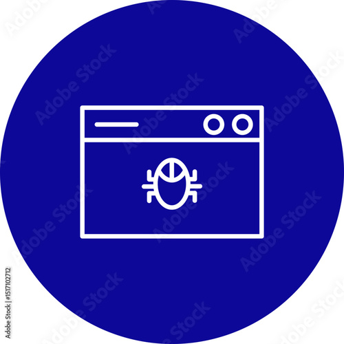 Bug Vector Line Blue Circle Icon Design