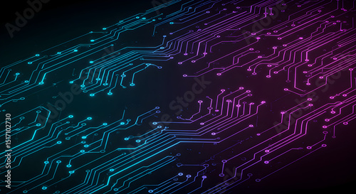 Futuristic circuit board design with vibrant colors