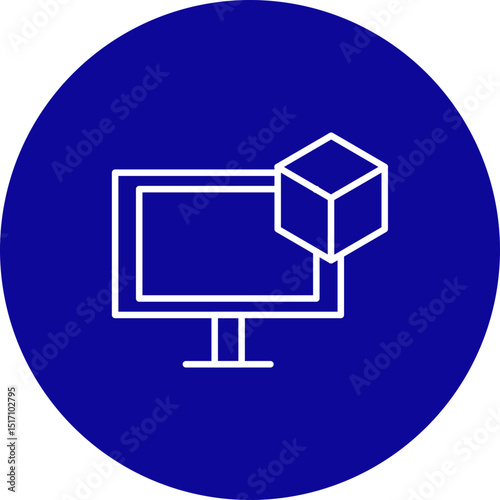 Augmented Reality (AR) Vector Line Blue Circle Icon Design
