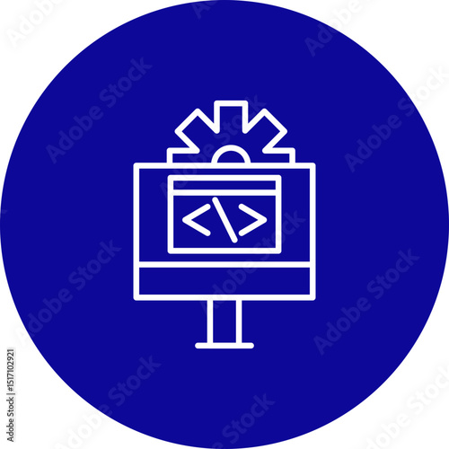 Programming Language Vector Line Blue Circle Icon Design