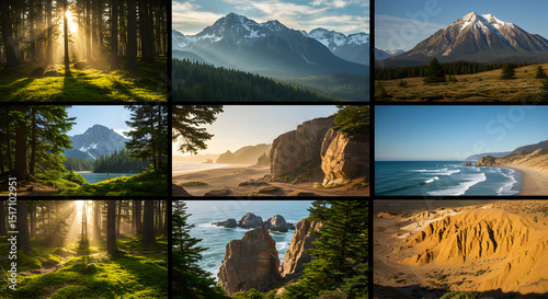Collage of diverse landscapes showcasing nature's beauty