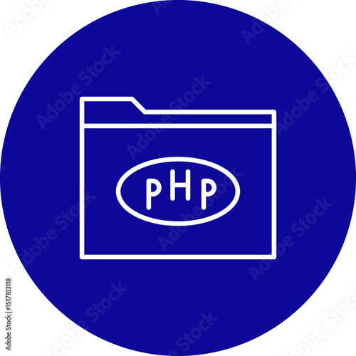 PHP Vector Line Blue Circle Icon Design