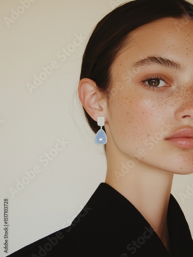 Wallpaper Mural Luxury Earrings Model Portrait with Elegant Jewelry Accessories Torontodigital.ca