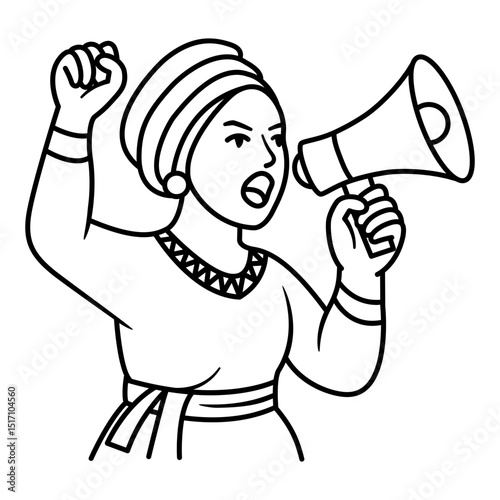 African women's activist icon. An icon about women fighting for their rights