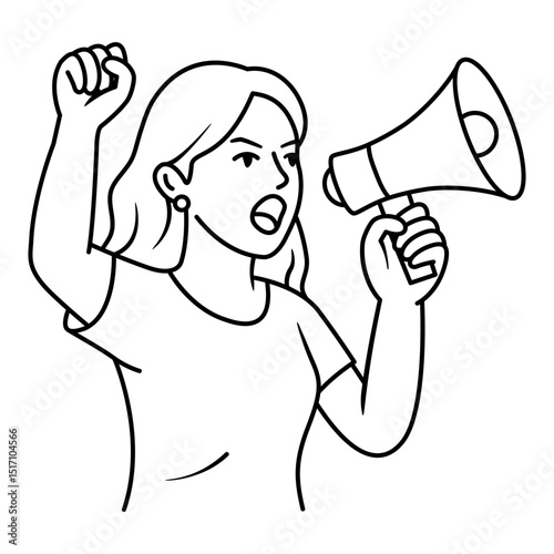 Women's activist icon. An icon about women fighting for their rights