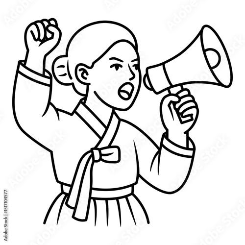 Korean female activist icon. An icon about women fighting for their rights