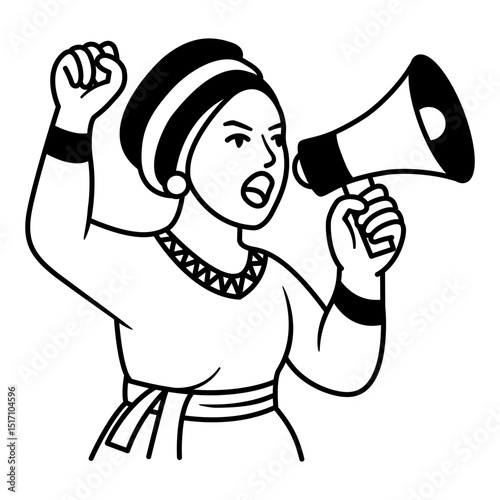 African women's activist icon. An icon about women fighting for their rights