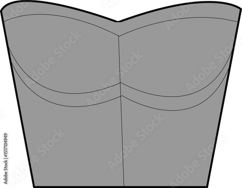 Title: Gray Sweetheart Neckline Corset Fashion Illustration