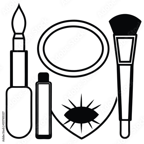Set Of Cosmetic Icons Silhouette Solid Icon With Background, Template, Advertising, Cream, Cosmetic, Product, beauty, makeup, deodorant, lotion, Vector Illustration Logo