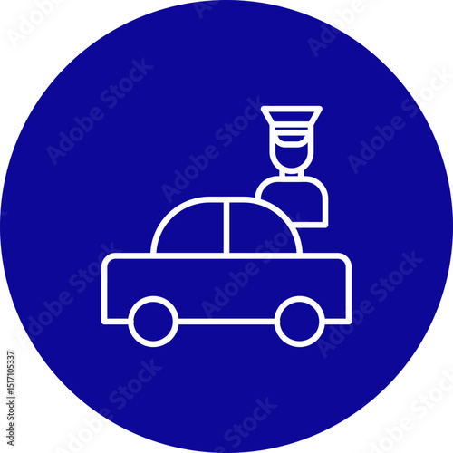 Chauffeur Vector Line Black Circle Icon Design