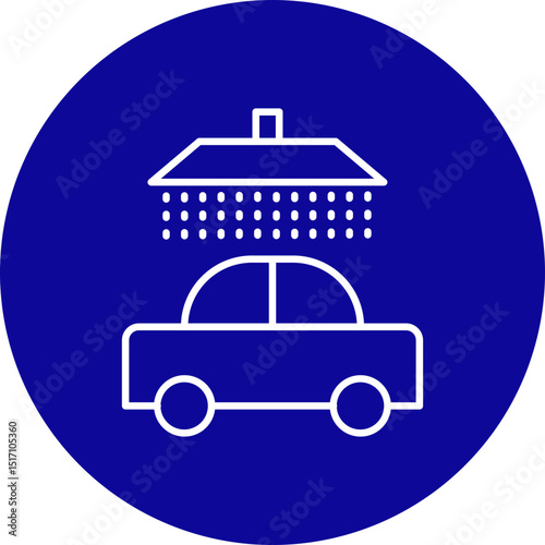 Car Wash Vector Line Black Circle Icon Design