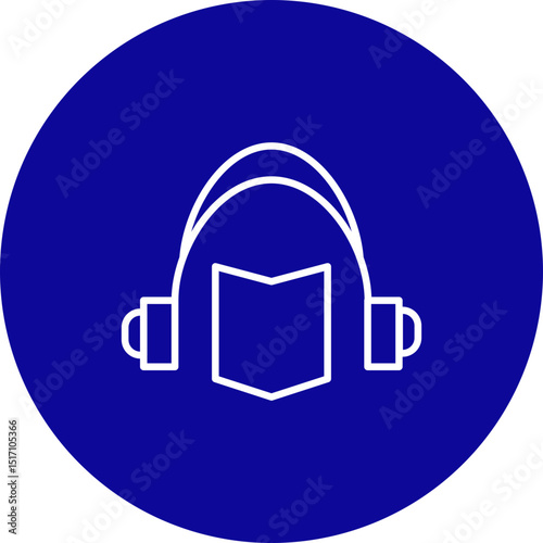 Audio Book Vector Line Black Circle Icon Design