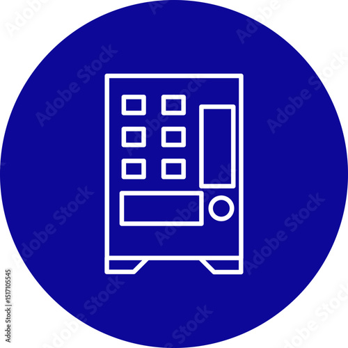 Vending Machine Vector Line Black Circle Icon Design
