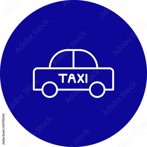 Taxi Vector Line Black Circle Icon Design
