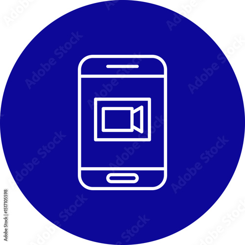 Video Call Vector Line Black Circle Icon Design