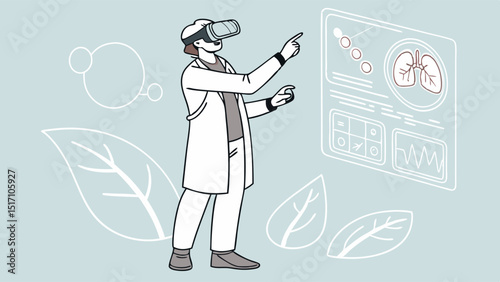 Doctor in Virtual Reality Examining Lungs, Medical Technology