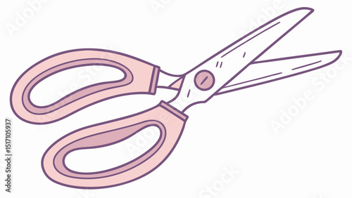Open Pink Scissors Illustration: Craft and Design Element