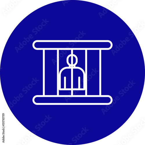 Jail  Vector Line Blue Circle Icon Design