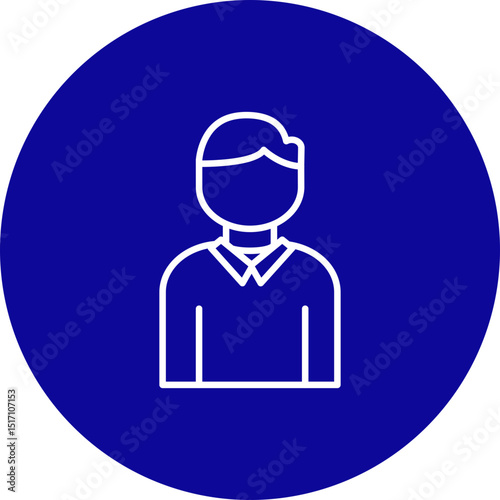 Politician  Vector Line Blue Circle Icon Design