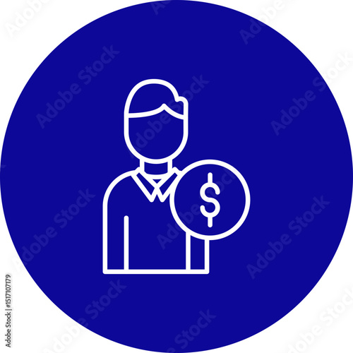 Businessman  Vector Line Blue Circle Icon Design