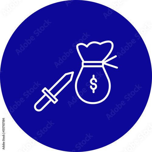 Extortion  Vector Line Blue Circle Icon Design