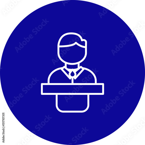 Speech  Vector Line Blue Circle Icon Design