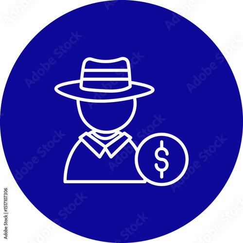 Steal  Vector Line Blue Circle Icon Design